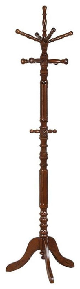 Traditional Coat Rack With Spinning Top, Cappuccino