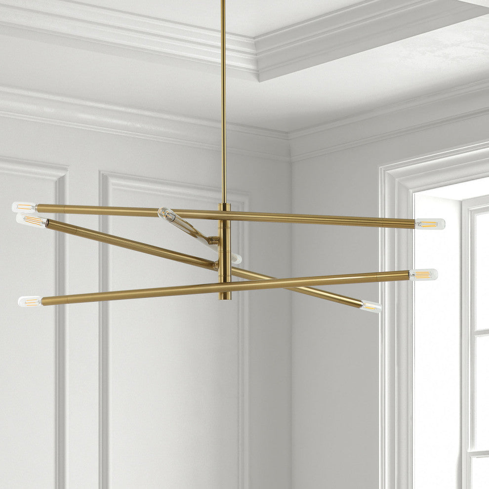 Wand Modern 8 Light Aged Brass Metal Pendant