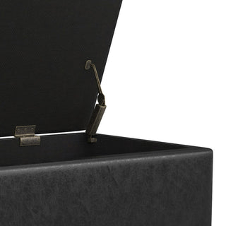 Shay Mid Century Rectangular Storage Ottoman, Distressed Black