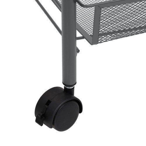 vidaXL 5-Tier Kitchen Trolley Storage Utility Cart with Mesh Baskets Gray Iron