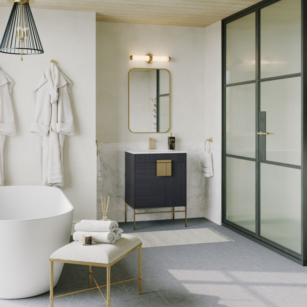 The Lancado Bathroom Vanity, Dawn Gray, 24", Single Sink, Freestanding