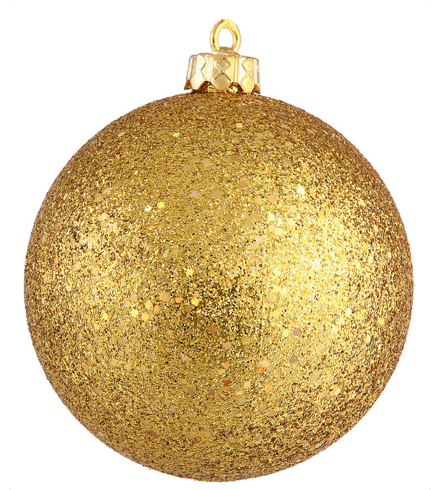 Vickerman 4" Antique Gold Sequin Ball Ornament, 6 per Bag