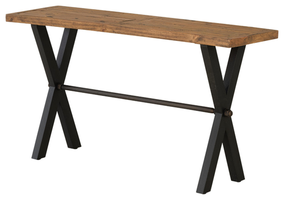 Cortesi Home Austin Console Table, Solid Reclaimed Wood with Black Wood Legs