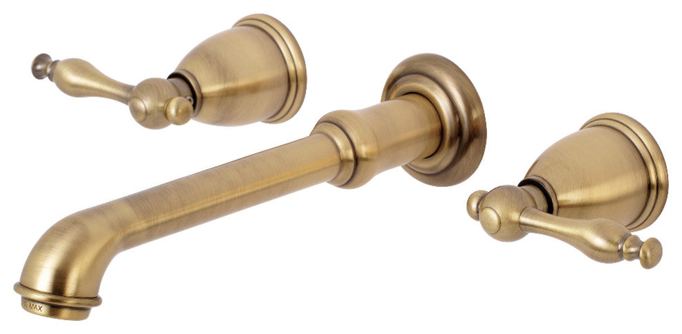 Kingston Brass Two-Handle Wall Mount Bathroom Faucet, Antique Brass