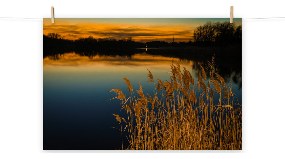 Farmhouse Art Decor: Sunset Reedy Point Landscape Photo Unframed Print, 12" X 16"