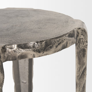 Randy Textured Silver Nickel Cast Aluminum Metal Accent Table