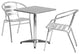 23.5'' Square Aluminum Indoor-Outdoor Table Set with 2 Slat Back Chairs