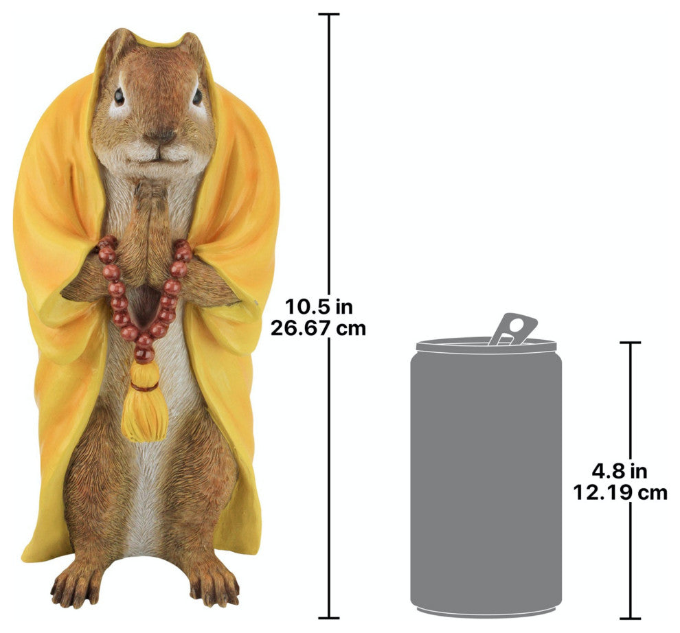 Sensei Monk Zen Garden Squirrel Statue