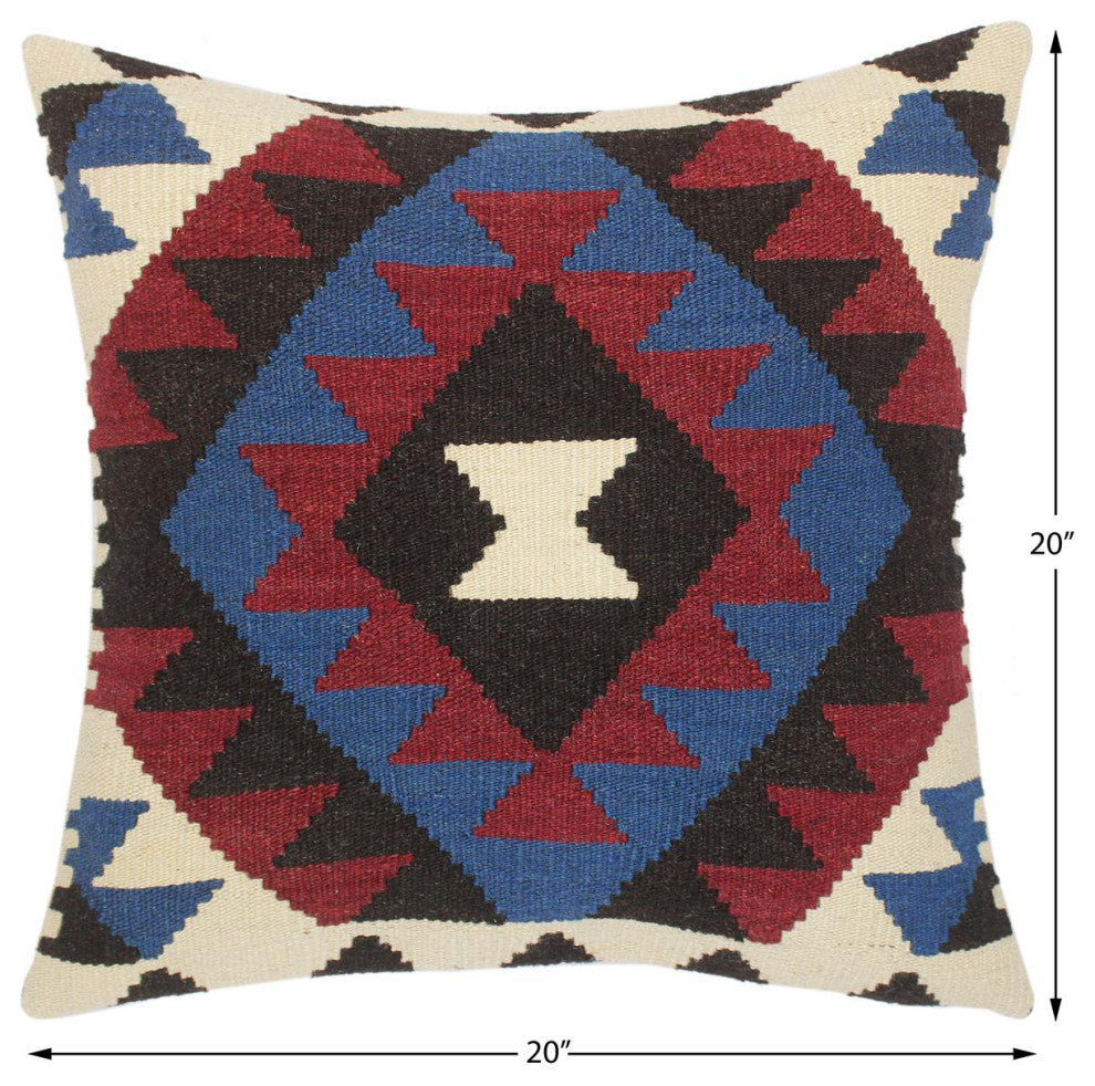 Tribal Turkish Rosette Hand Woven Kilim Throw Pillow