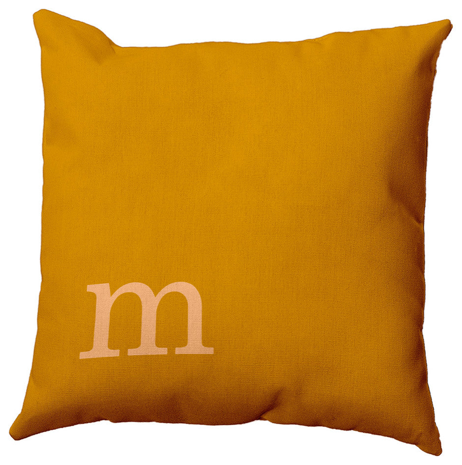 26"x26" Modern Monogram Decorative Throw Pillow, Autumn Gold