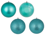 8" Teal 4 Finish Orn Asst 4/Bag