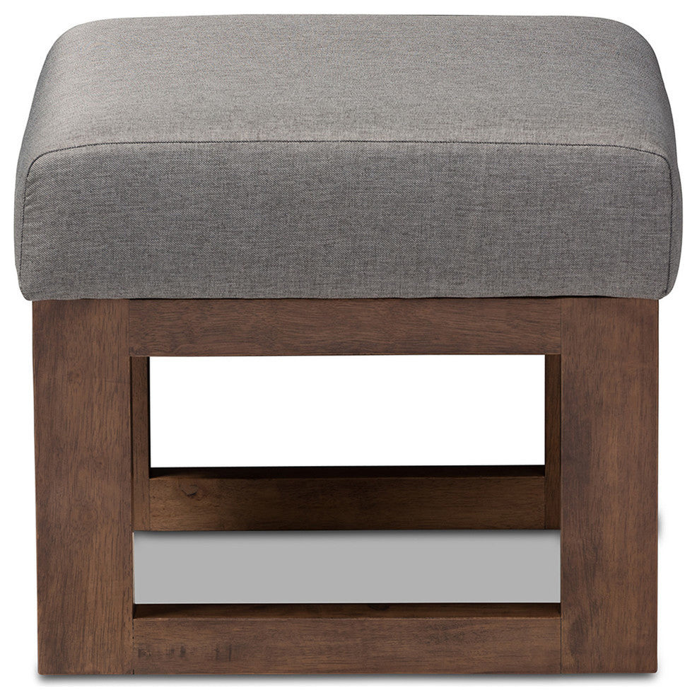 Yashiya Gray Fabric Upholstered Ottoman Stool
