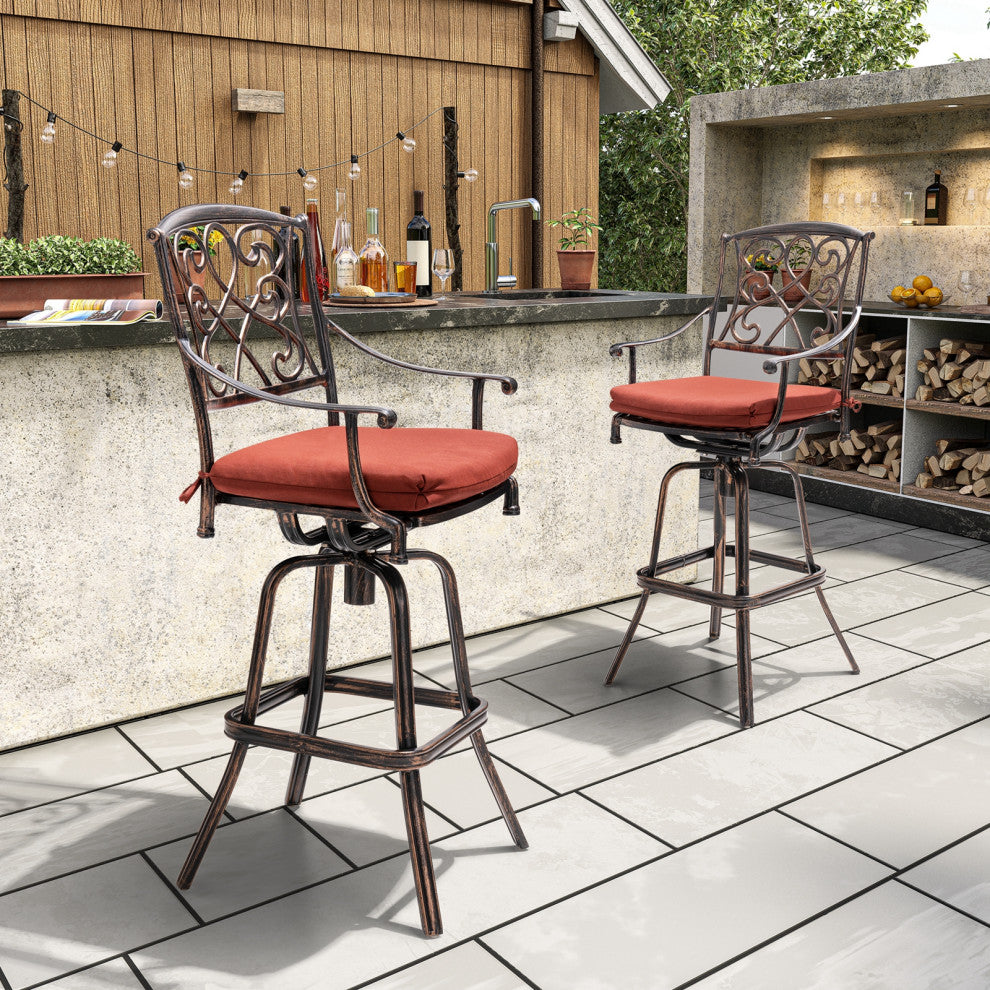 Crestlive Products Patio Counter Height Swivel Bar Stool , Red