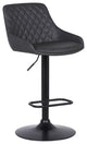 Gray Faux Leather and Black Metal Back Tufted Adjustable Bar Stool