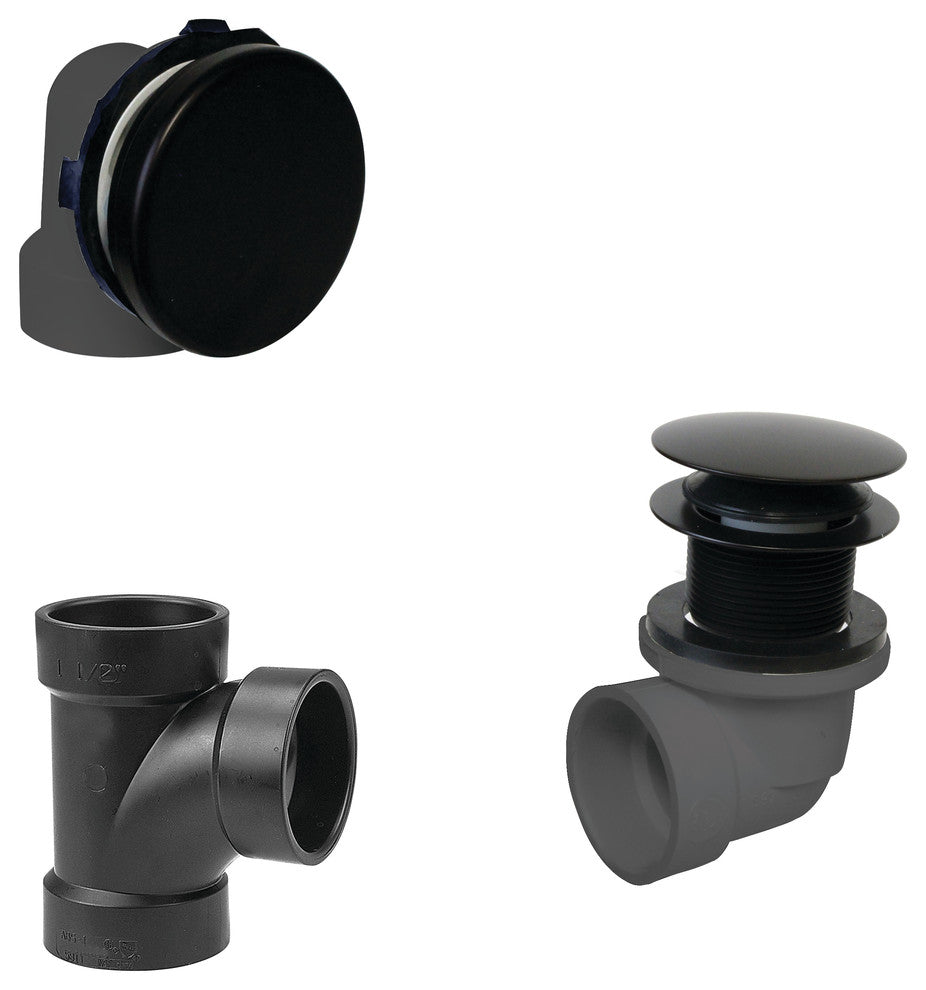 Illusionary Overflow, Sch. 40 ABS Plumbers Pack With Tip-Toe Bath Drain