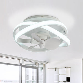 12.5-inch Modern White Small LED Flush Mount Ceiling Fan