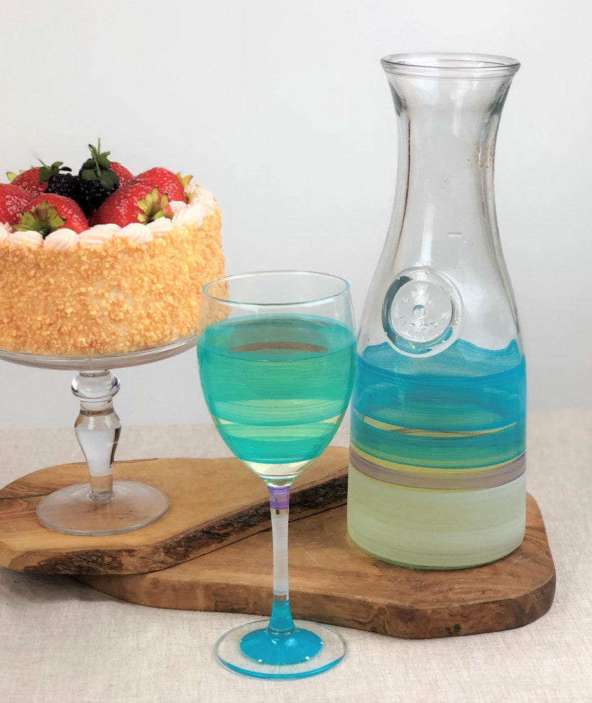 Retro Stripe Turquoise Carafe