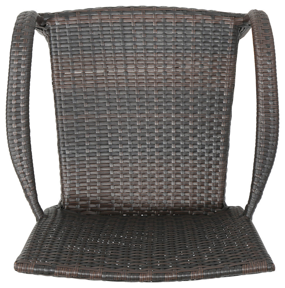 GDF Studio 7-Piece Arthur Outdoor Wicker Dining Set With Acacia Dining Table