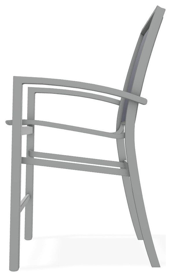 Kendall Sling Balcony Height Stackable Outdoor Stool, Collect Indigo/Graphite