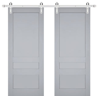 Double Barn Door 84 x 80, Veregio 7411 Grey, Silver 14FT