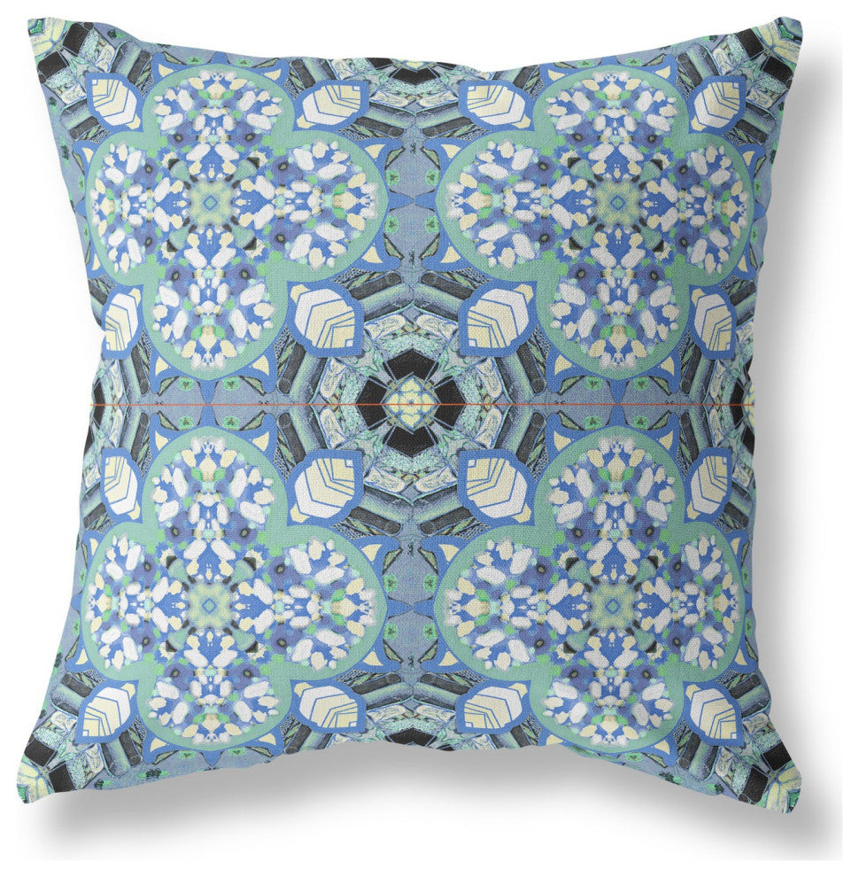 18" Sapphire White Cloverleaf Boho Suede Throw Pillow