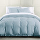 Hera Washed Linen Flange Duvet Cover Set, 3 Piece, Ligh Blue, Queen