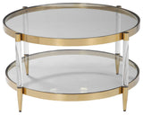 Uttermost Kellen Stainless Steel Glass and Acrylic Coffee Table in Gold