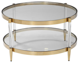 Uttermost Kellen Stainless Steel Glass and Acrylic Coffee Table in Gold