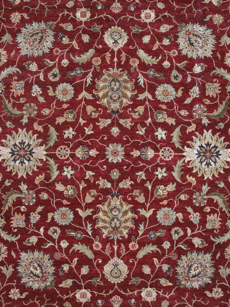 Pasargad Home Agra Collection Red Lamb's Wool Area Rug, 9'8"x13'3"