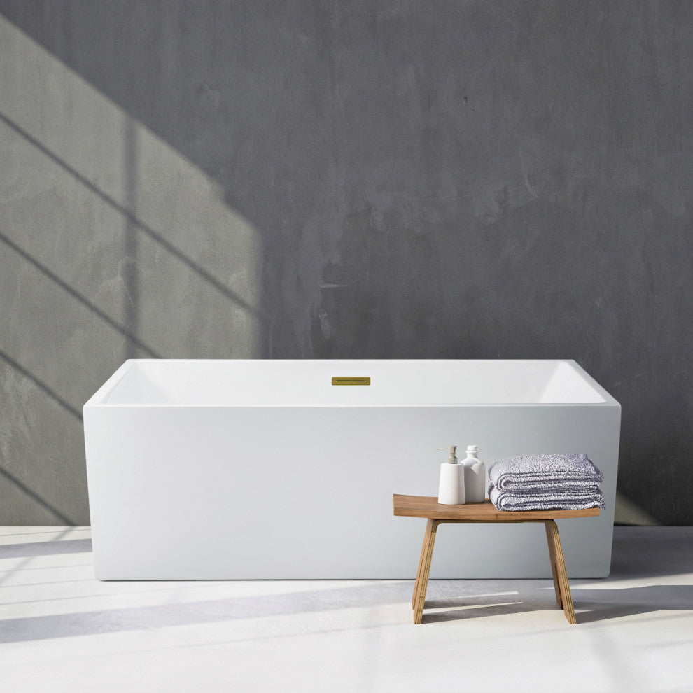 66" Streamline N260BGL Soaking Freestanding Tub and Tray With Internal Drain