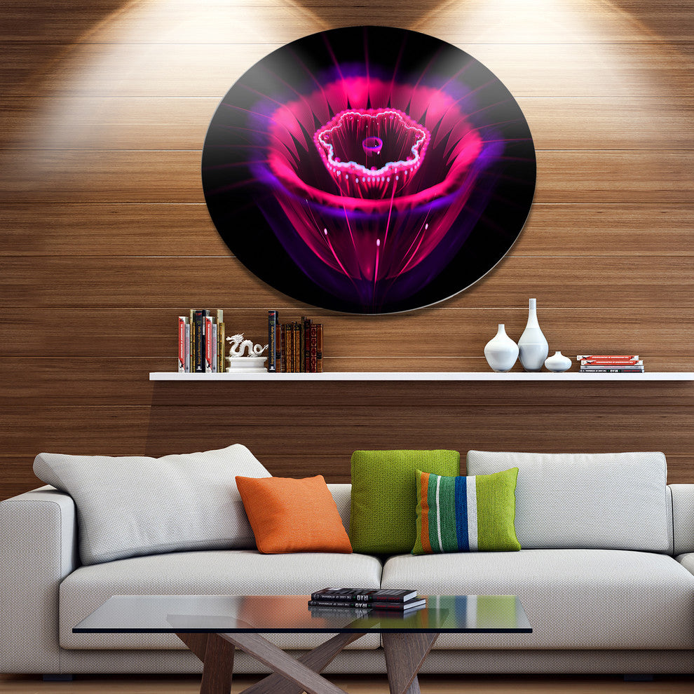 Abstract Magenta Fractal Flower, Floral Wall Round Wall Art, 11"
