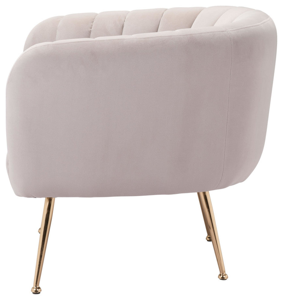 Accent Chair, Steel, Fabric, Beige, Gold, Living Lounge Cafe Lobby Hospitality