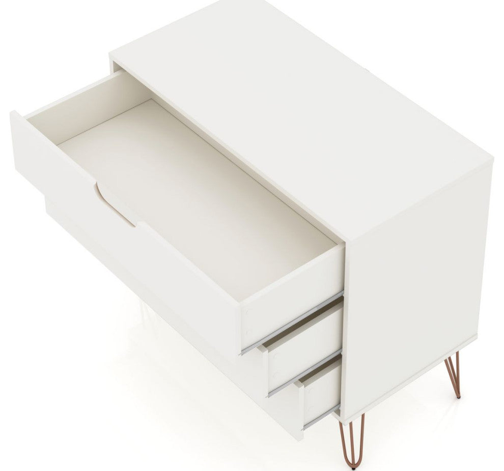 Rockefeller Dresser and Nightstand, 2-Piece Set, White