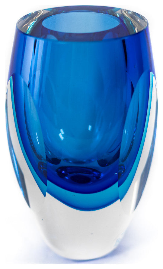 Azure Art Glass Vase 6"