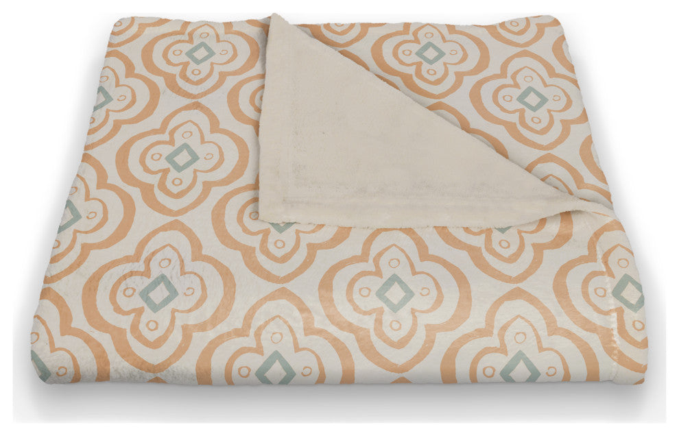 Orange Quatre on White 50x60 Coral Fleece Blanket