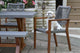 6-Piece Eucalyptus and Composite Dining Set With Bench and Stacking Armchairs