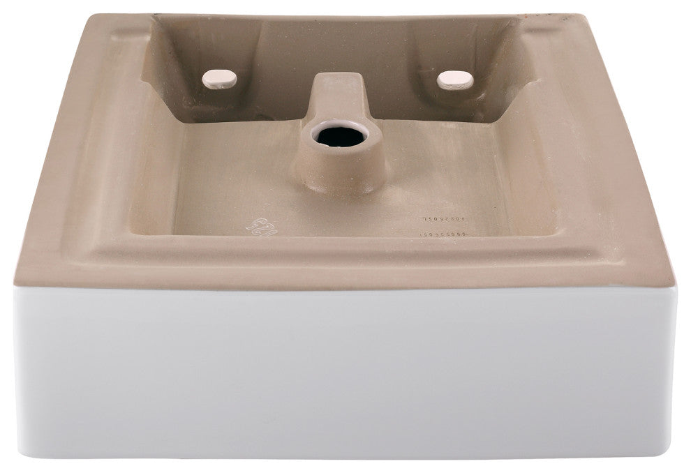 Elavo Ceramic Square Vessel White Sink, Overflow Drain Satin Nickel