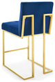 Counter Stool Chair, Velvet, Metal, Gold Blue Navy, Modern, Bar Pub Cafe Bistro