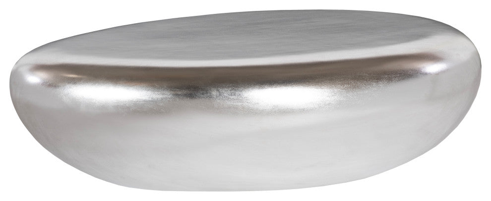 River Stone Coffee Table, Large, Silver Leaf
