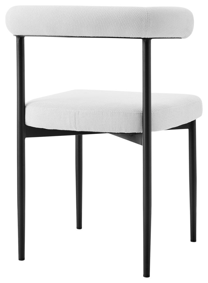 Shannon Dining Chair With Matte Black Iron and Cream Fabric, Set of 2