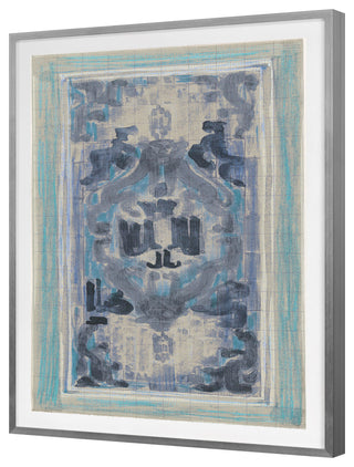 Rug Sketch 13 Fine Art Print, Silver, 22"x18"