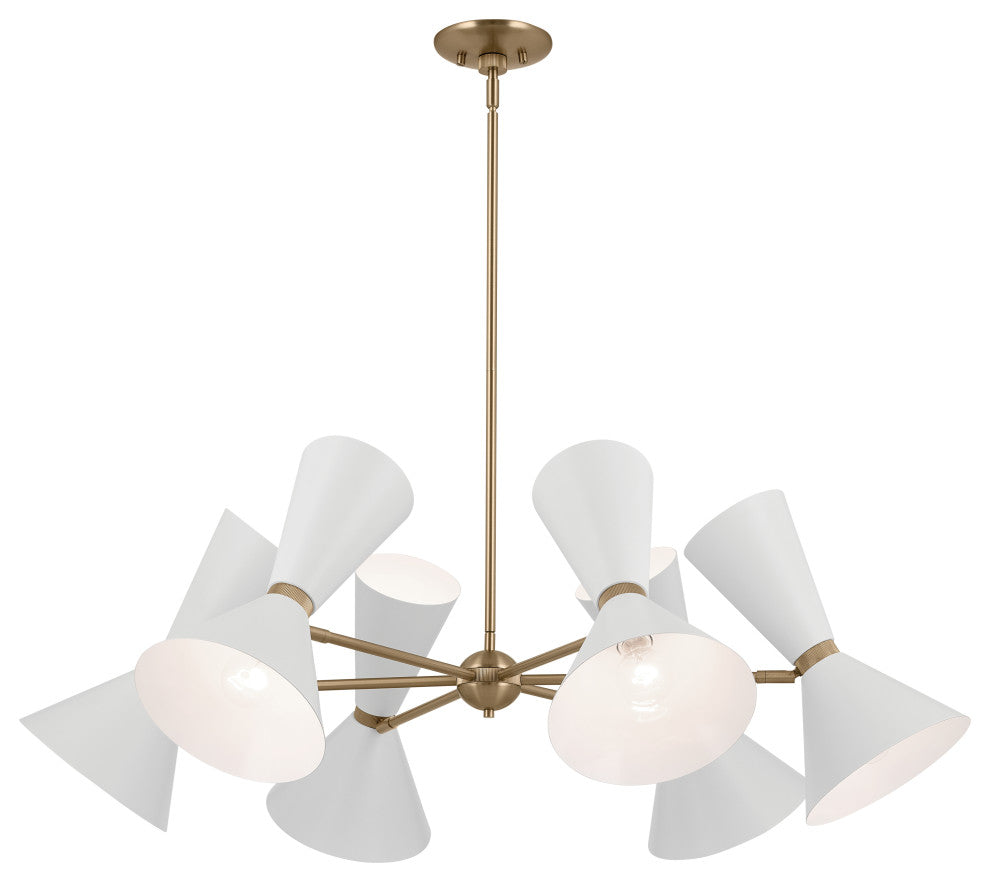 Phix 12 Light Chandelier 1 Tier Medium, Champagne Bronze and White