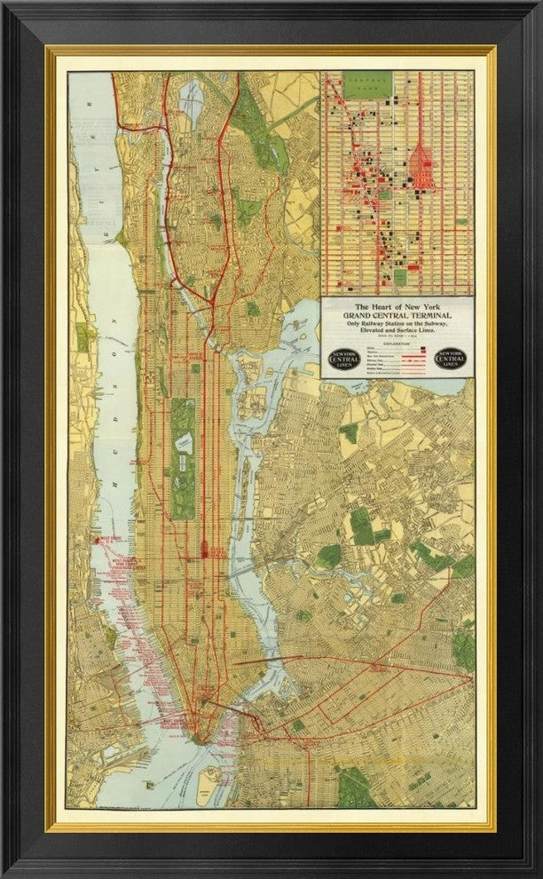 "Heart of New York, 1918"  by New York Central Railroad Company, 21x34"