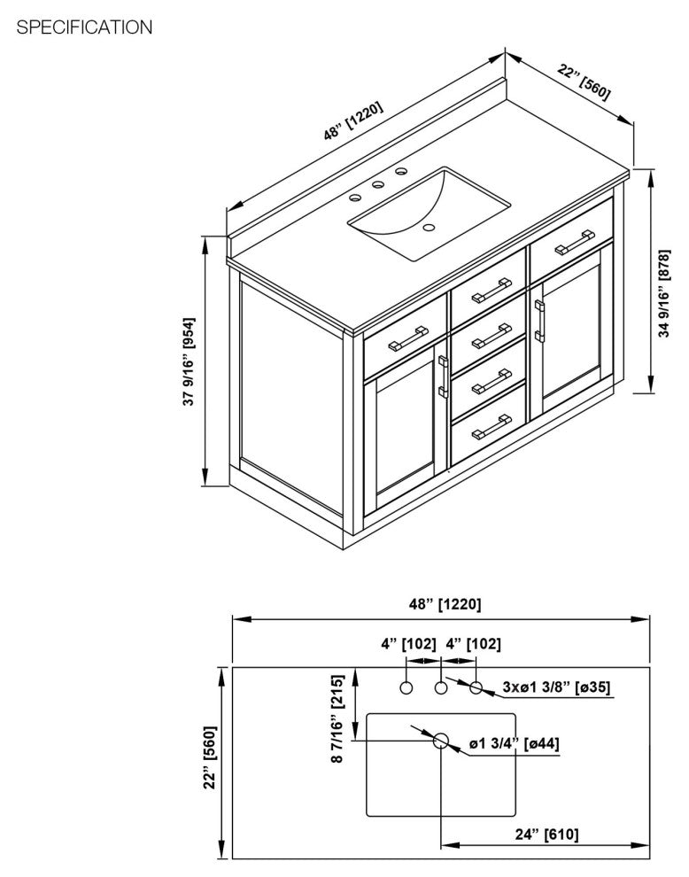 OVE Decors Bailey Vanity, Matte Black, 60"