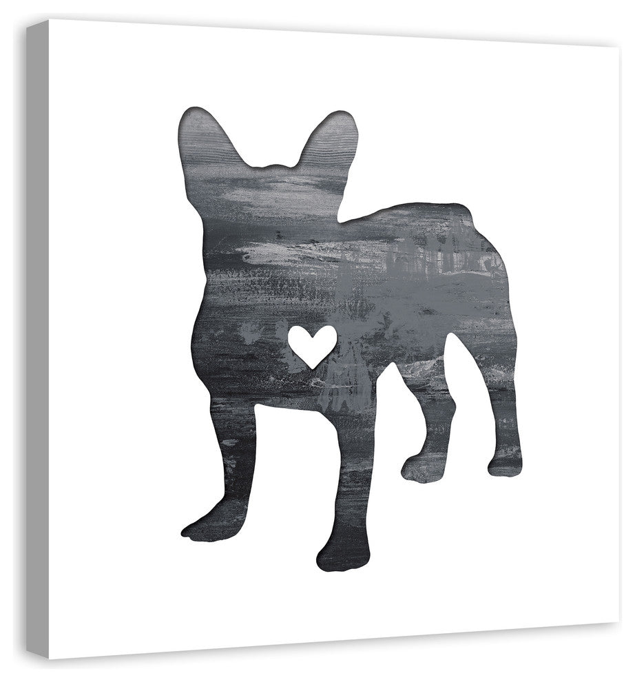 Designs Direct Creative Group Ink Silhouette Frenchie 36x36 Canvas Wall Art