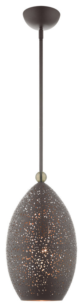 Livex Lighting Charlton 1 Light Bronze With Antique Brass Accents Pendant