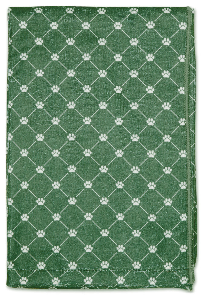 Hunter Green Printed Trellis Paw Pet Towel
