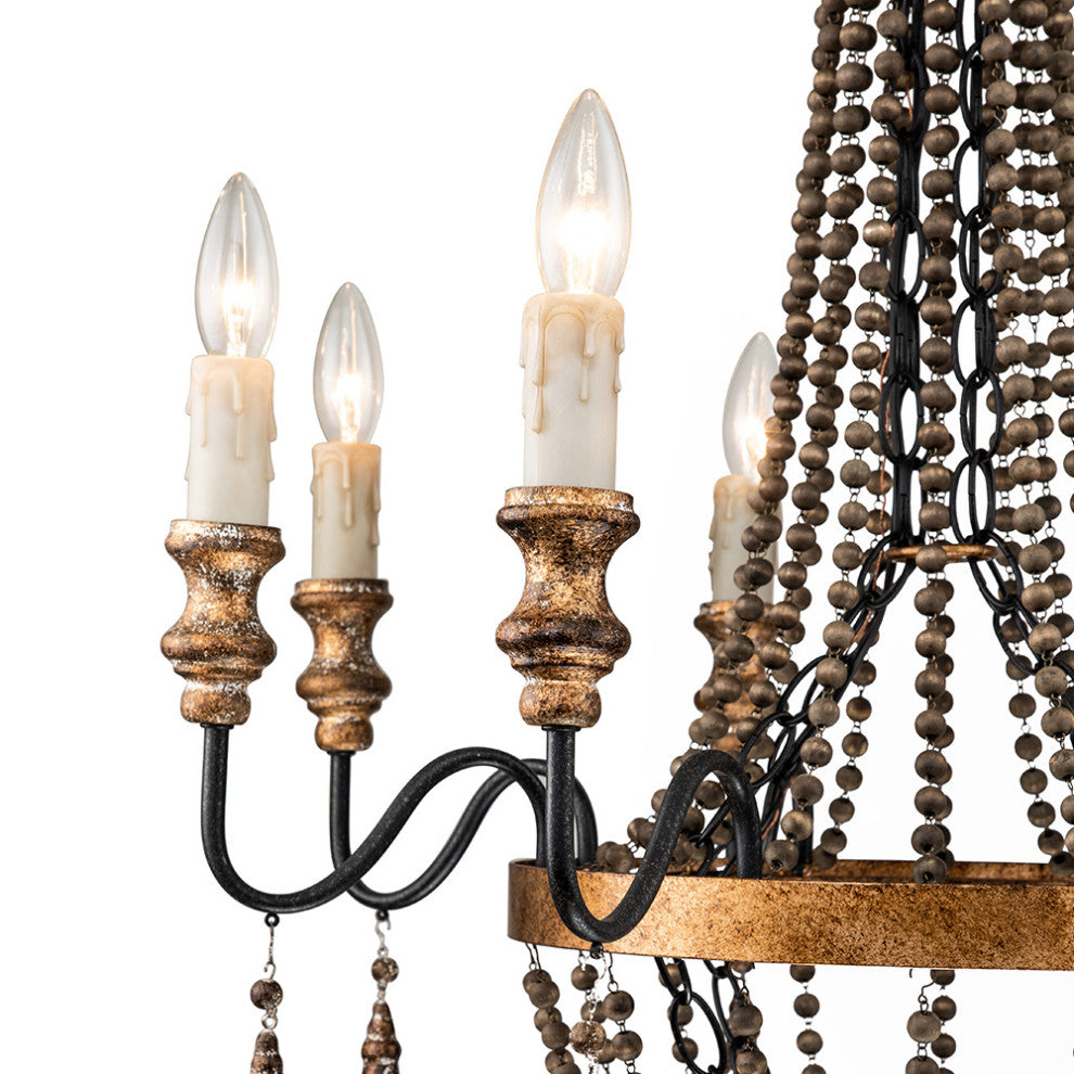 French Country 8-Light Empire Beaded Chandelier