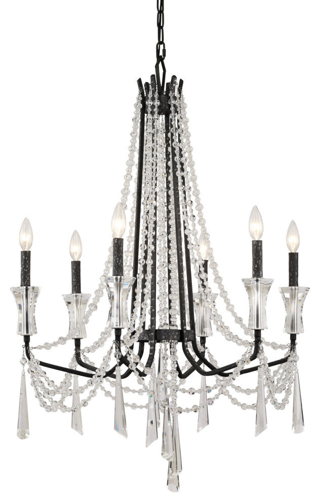 Varaluz 270C06 Barcelona 6 Light 27"W Crystal Chandelier - Onyx