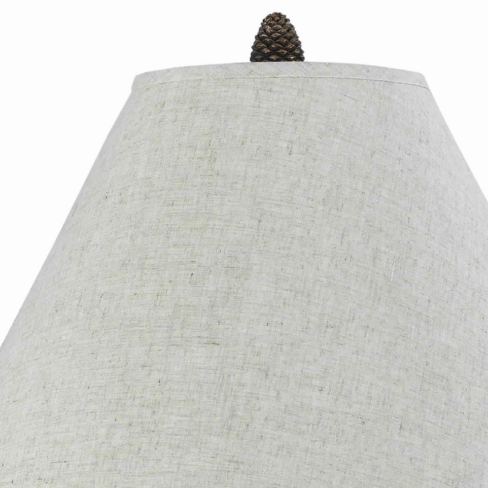 Benzara BM223610 Accent Metal Body Table Lamp Conical Shade, Bronze & White
